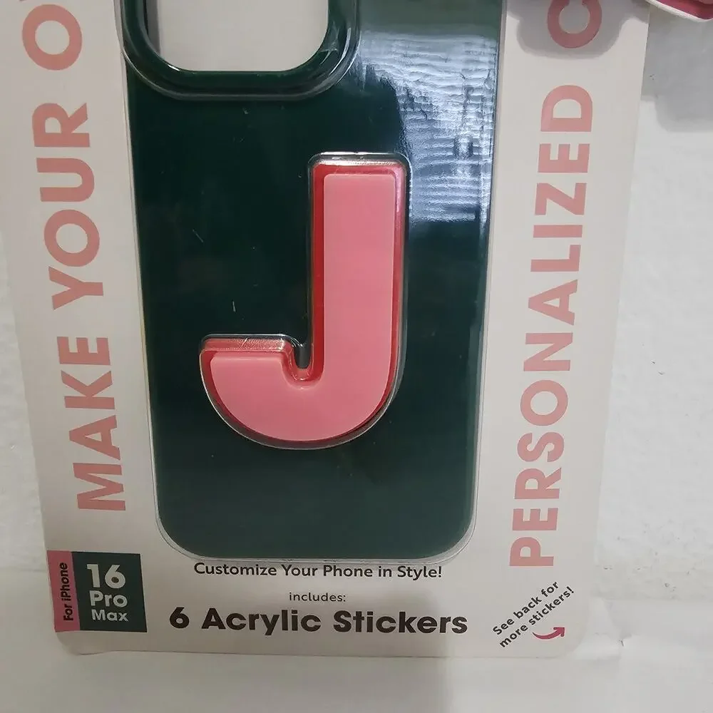 NEW!! MVMT iPhone 16 Pro Max Green Case Pink Letters S M C S A K J Personalized